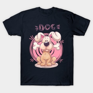 dog holding bone cartoon T-Shirt